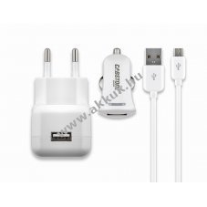 Cabstone+ Micro USB h�l�zati t�lt�k�szlet feh�r 1m 2100mA 2db/csomag - A k�szlet erej�ig