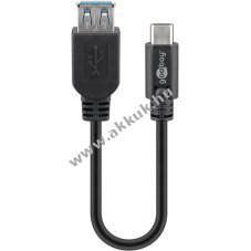 Goobay USB-C-USB-A k�bel OTG 0,2m 15W 3A 5Gbit/s USB3.0 USB-C dug� > USB-A aljzat