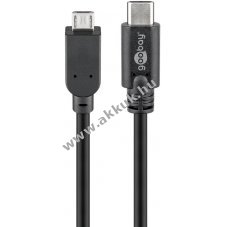 Goobay USB-C-Micro-B k�bel OTG 0,6m fekete 2,5W 0,5A 480Mbit/s USB2.0 - A k�szlet erej�ig