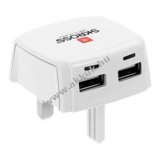 SKROSS UK h�l�zati USB t�lt� feh�r 2xUSB gyors t�lt�s 1db/csomag