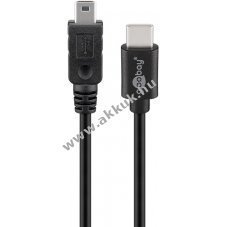 Goobay USB-C-Mini-B k�bel 0,5m fekete USB2.0 480Mbit/s 0,5A 2,5W