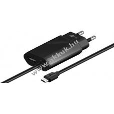 Goobay micro USB dupla h�l�zati t�lt� 2,1A 1,5m feh�r - A k�szlet erej�ig