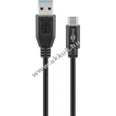 Goobay USB-C-USB-A k�bel 3m fekete 15W 3A 5Gbit/s USB3.0