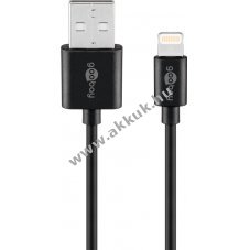 Goobay Lightning USB t�lt�- �s szinkronk�bel 0,5m 12W 2,4A MFi fekete