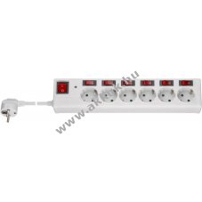 Goobay 6db/csomag eloszt� aljzat t�lfesz�lts�gv�delemmel �s kapcsol�val 1,5m feh�r - Ki�rus�t�s