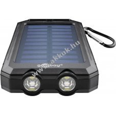 Goobay Outdoor napelemes powerbank 8000mAh 10W IP44 2xUSB-A karabiner zsebl�mpa