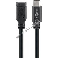 Goobay USB-C meghosszabb�t� 1m USB 3.1 Gen1 5Gbit/s 60W fekete
