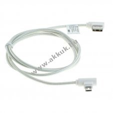 OTB T�lt� �s adatk�bel Micro USB sz�vetborit�ssal, 90 fokos fejjel, 1m feh�r