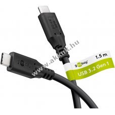 Goobay USB-C k�bel fekete 1,5m 60W 3A 4K/60Hz 5Gbit/s USB 3.2 Power Delivery