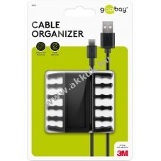 Goobay k�belrendez� 5-Slots fekete 2db/csomag ragaszt�s elt�vol�that�