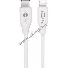 Goobay Lightning USB-C t�lt�- �s szinkronk�bel 0,5m 27W 3A MFi Apple iPhone/iPad feh�r