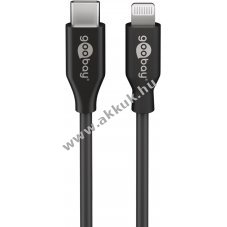 Goobay Essential Cable USB-C-Lightning t�lt�- �s adatk�bel 1m 27W 3A MFi fekete