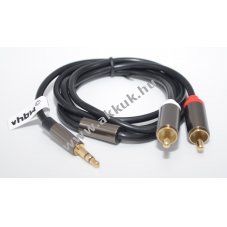 Sztere AUX kbel 2x RCA -> 3.5mm jack adapter, fekete