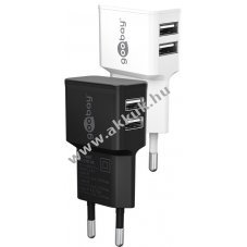 Goobay 12W USB-A fali t�lt� 2x USB-A feh�r