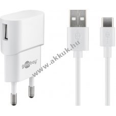 Goobay 5W USB-C h�l�zati t�lt� k�szlet 1m USB-C k�bel feh�r