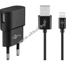 Goobay 5W USB h�l�zati t�lt� Apple Lightning k�bellel 1m fekete