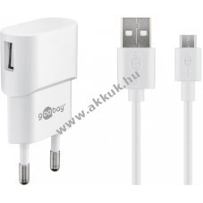 Goobay 5W Micro-USB h�l�zati t�lt�k�szlet 1m k�bel feh�r