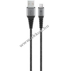 Goobay Micro-USB-USB-A textilk�bel 2m 2,1A 10,5W spacegrau/ez�st
