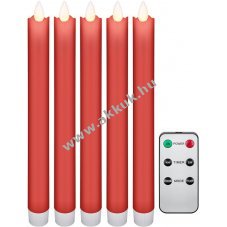LED-es valdi viaszrd gyertya kszlet, tvirnytval egytt,piros, 5db /csomag
