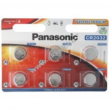 Panasonic CR2032 3V 6db/csomag elem 10�v eltarthat�s�g l�tium