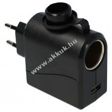 Adapter hlzati tlt 220V-> auts tlt 12V 3A tltram feszltsgtlakt + USB aljzat
