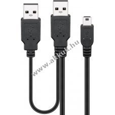 Goobay 2in1 Mini-USB k�bel 1x Mini-B 2x USB-A fekete USB 2.0