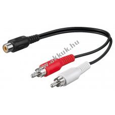 Goobay audio Y-k�bel adapter 0,2m 1x cinch aljzat 2x cinch dug�