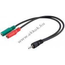 Goobay PC headset adapter 3,5mm 4 p�lus� dug� 2x 3,5mm 3 p�lus� aljzat
