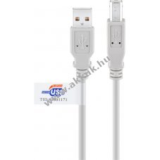 Goobay USB-A USB-B k�bel 3m USB 2.0 0,5A 2,5W sz�rke