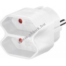 Kompakt eloszt� adapter 2db euro aljzattal tipus C CEE 7/16 t�bb k�sz�l�k csatlakoztat�s�hoz