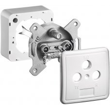 Goobay komplett k�szlet 3 lyuk� antenna aljzat fed�llel �s kerettel DC �tvezet�ssel