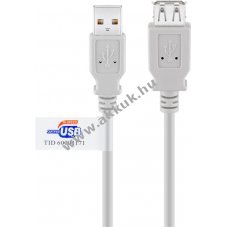 Goobay USB-A hosszabb�t� 5m USB 2.0 480 Mbit/s sz�rke