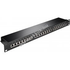 Goobay CAT 6 19 colos 24 portos STP patch panel fekete