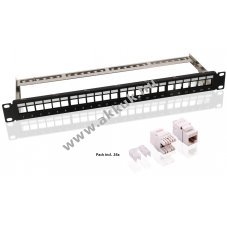 Goobay 19 h�velykes Keystone patch panel 24x CAT-6 modullal 1 HE