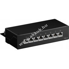 Goobay CAT 6 Mini asztali patch panel 8 port STP �rny�kolt fekete