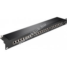 Goobay CAT 6A 19 Zoll 24 Port STP patch panel fekete