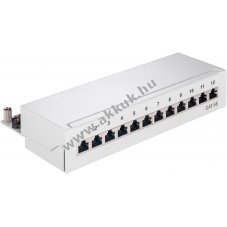 Goobay CAT 5e 12 portos mini asztali patch panel STP �rny�kolt sz�rke