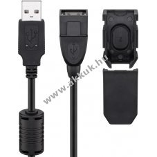 Goobay USB-A hosszabb�t� k�bel 2m fekete biztons�gi klip USB 2.0