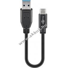 Goobay USB-C k�bel USB-A csatlakoz�val 0,15m 15 W 3 A USB 3.0