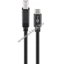 Goobay USB-C-USB-B k�bel 1m fekete 2,5W 0,5A 480Mbit/s USB2.0 - A k�szlet erej�ig