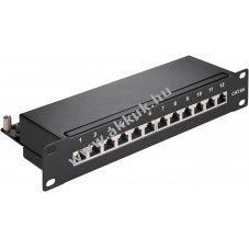 Goobay CAT 6a 10 h�velykes 12 portos STP patch panel fekete