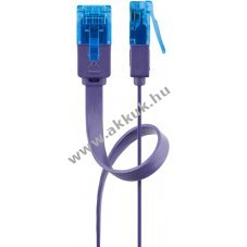 Goobay CAT 6A lapos U/UTP h�l�zati k�bel lila 2x RJ45 1,5x6 mm