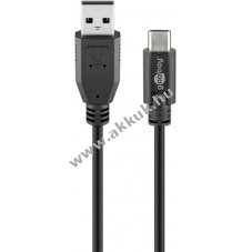 Goobay USB-C k�bel USB-A csatlakoz�val 3m USB 2.0 480 Mbit/s 0,5 A 2,5 W