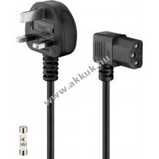 Goobay h�l�zati k�bel UK 3 t�s 90 fokos csatlakoz� 2m fekete