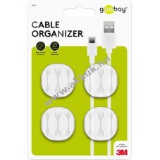 Goobay k�belrendez� 3 rekeszes feh�r 4db/csomag