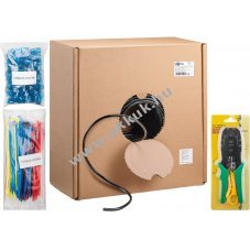 Goobay CAT 6A k�lt�ri h�l�zati k�bel szett U/UTP fekete AWG 24/1 2x k�ls� PE burkolat