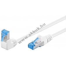 Goobay CAT 6A patchk�bel 1x 90� sz�g� S/FTP feh�r 0,25 m