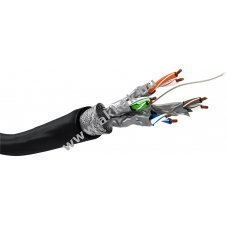 Goobay CAT7 k�lt�ri h�l�zati k�bel S/FTP 100m fekete PE k�peny