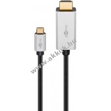 Goobay USB-C HDMI k�bel 3m 4K 60 Hz USB 3.2 fekete ez�st