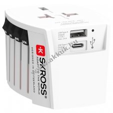 Skross World Adapter MUV USB vezet�k n�lk�li 2 p�lus� f�ldel�s n�lk�li eszk�z�kh�z